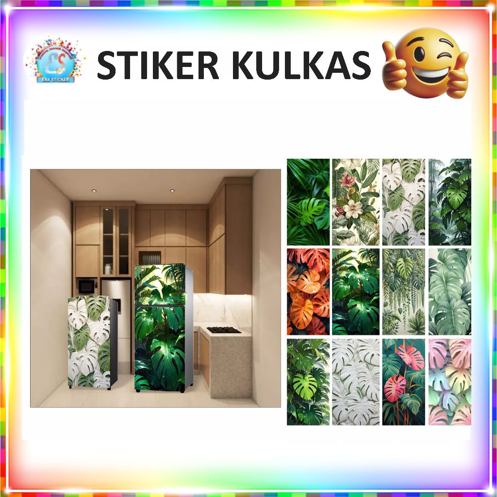 Stiker Kulkas 1 dan 2 Pintu Motif Bunga Unik FF0131 ES - FF0142 ES