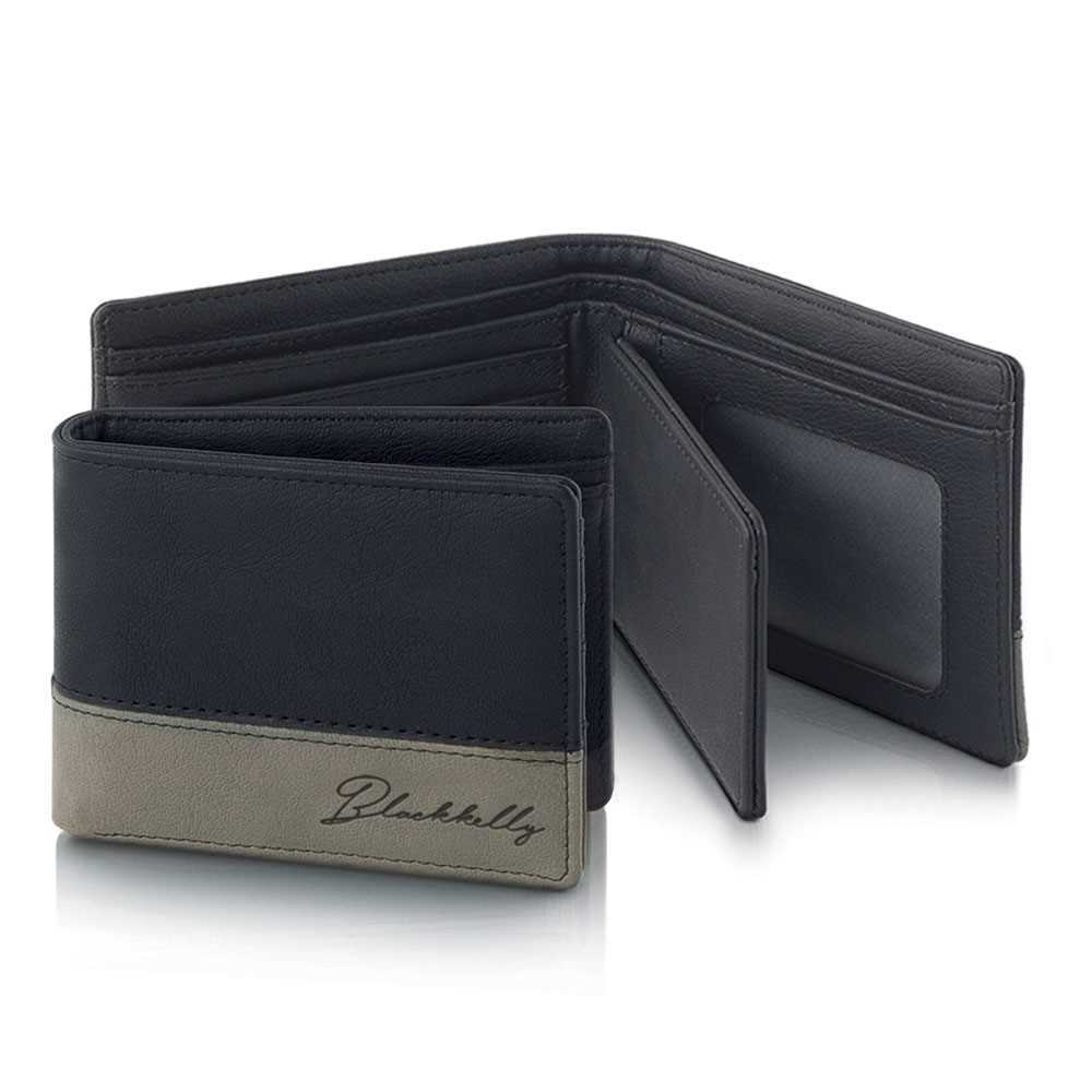 Blackkelly Dompet Pria Abu Hitam Lipat 3 Bahan Javan Premium Trifold Wallet Casual Trendy Original B