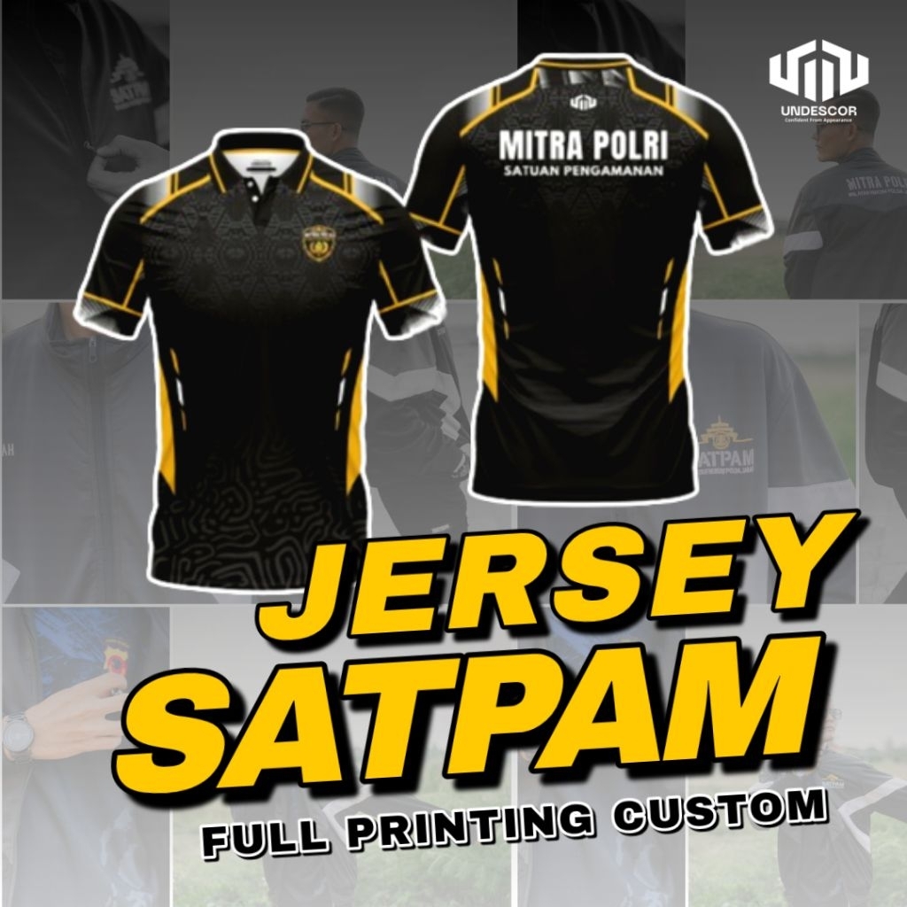 Jersey Satpam Mitra Polri New Logo Custom Printing Kaos Olahraga Security Pria Wanita Lengan Pendek