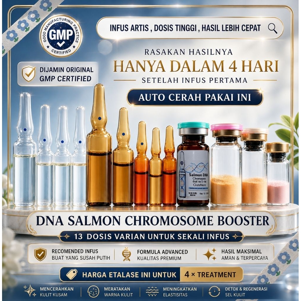 DNA Salmon Chromosome high Booster ( premium infusion ) infus whitening original aman harga untuk 4 