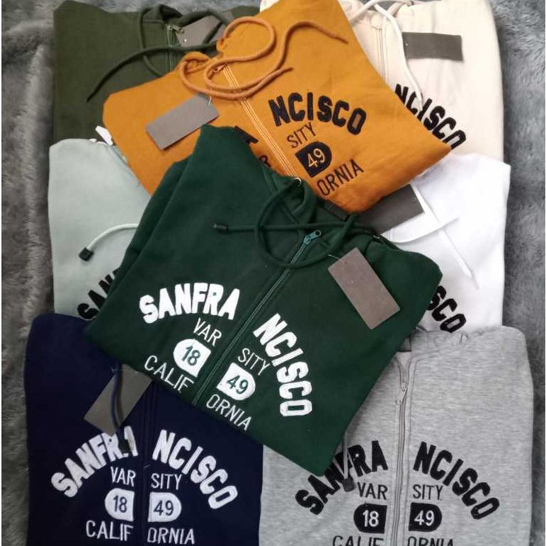 Jaket Sweater Hoodie WHO.A.U Sanfrancisco Zipper Cream Premium Unisex / Jaket Hoodie WHO A.U Origina