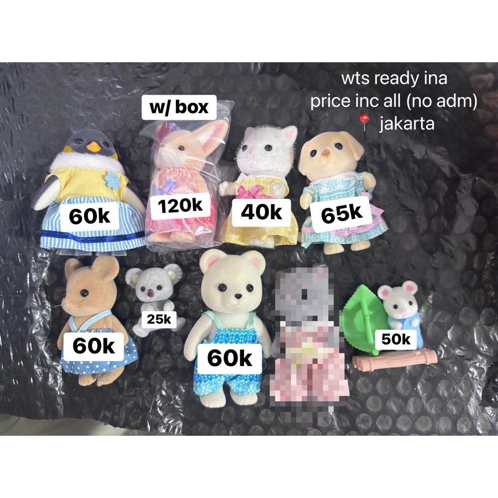 Sylvanian formulaies brown mouse, persian white, penguin, labrador, koala, polar bear, fennec dreamy