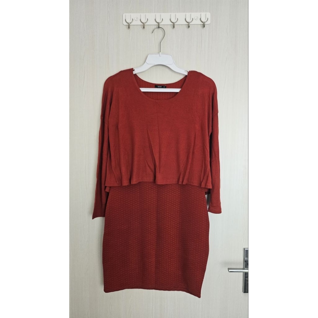 PRELOVED - BODYCON DRESS SPLASH - RED - DRESS MERAH