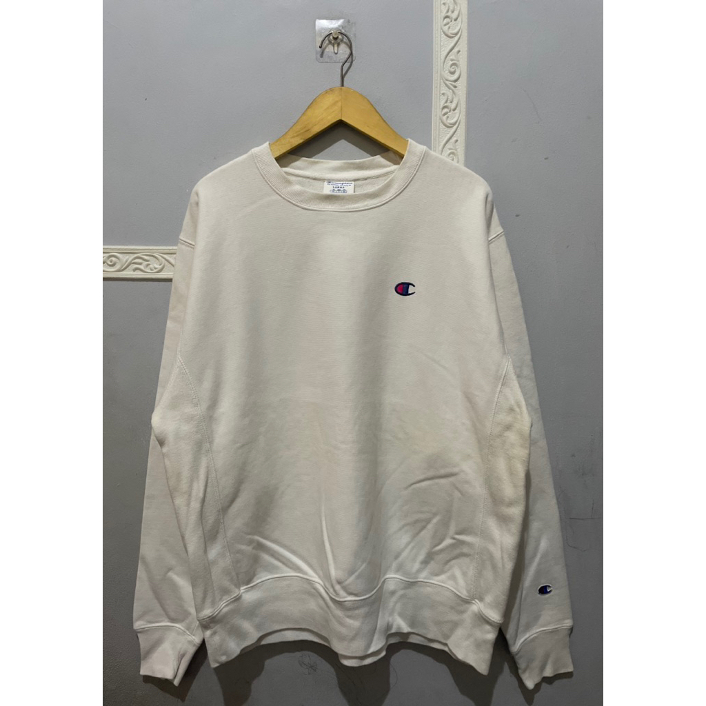 Crewneck Champion Reverse Weave Vintage Large White
