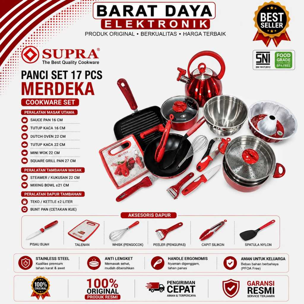 Supra Panci Set 17 Pcs Merdeka Cookware Set Premium