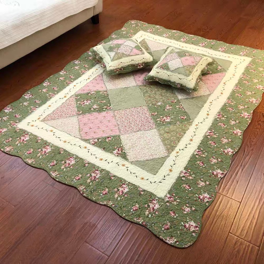REAL PREMIUM PATCHWORK COTTON CARPET QUILT /SOFA CALOVER/ TABLE TOP/ BED COVER
