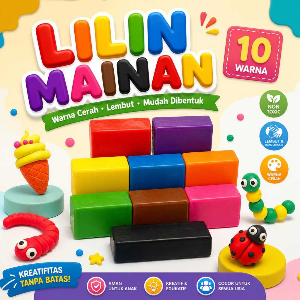 Lilin Mainan Edukasi Anak Warna Warni Besar Plastisin