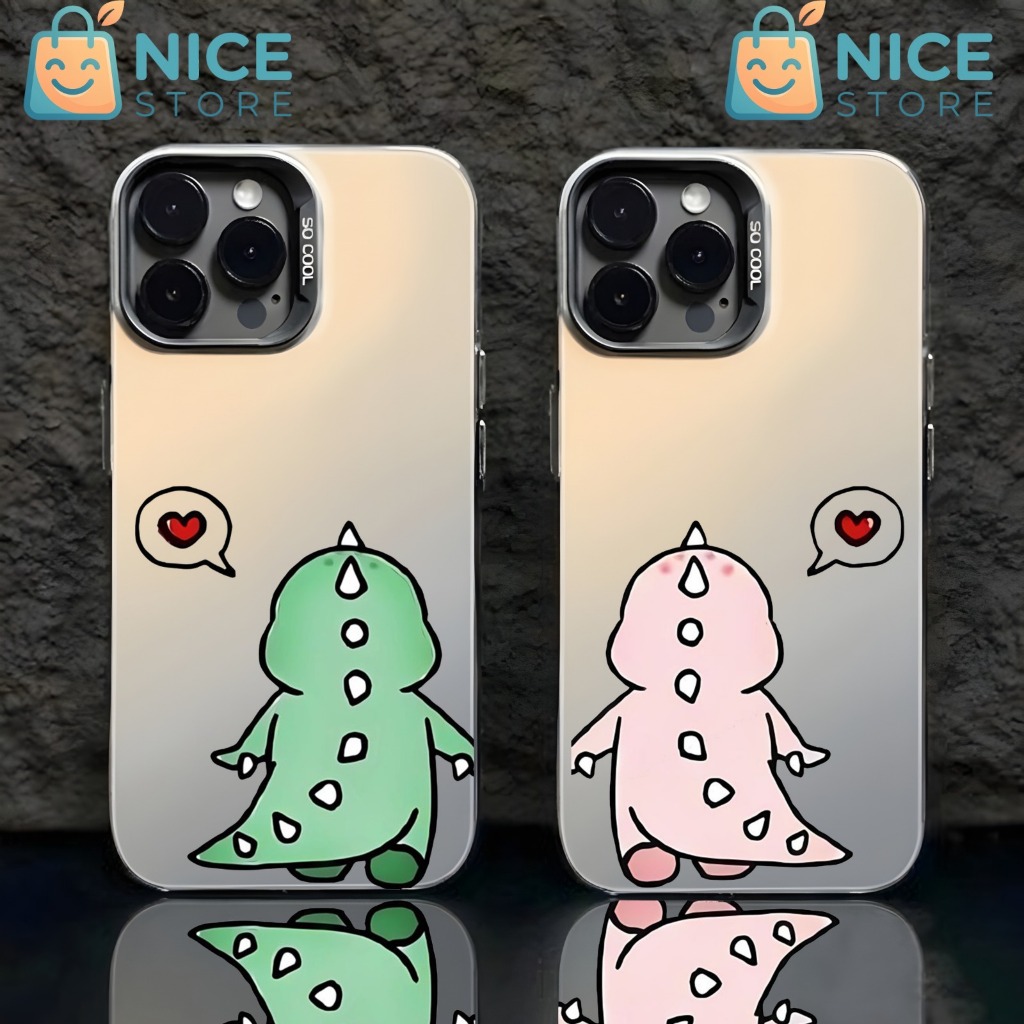 SOFTCASE COUPLE DINO CASING IMD MACARON CUSTOM DINO FOR ALL TYPE PREMIUM MATTE HARDCASE RK07