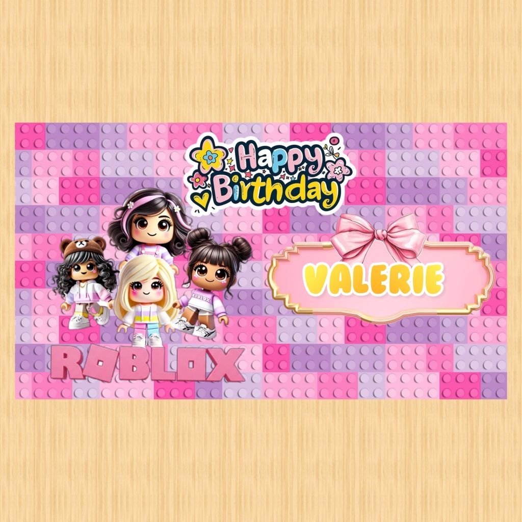 Spanduk ROBLOX banner ROBLOX spanduk banner ultah anak background ROBLOX custom backdrop ulang tahun