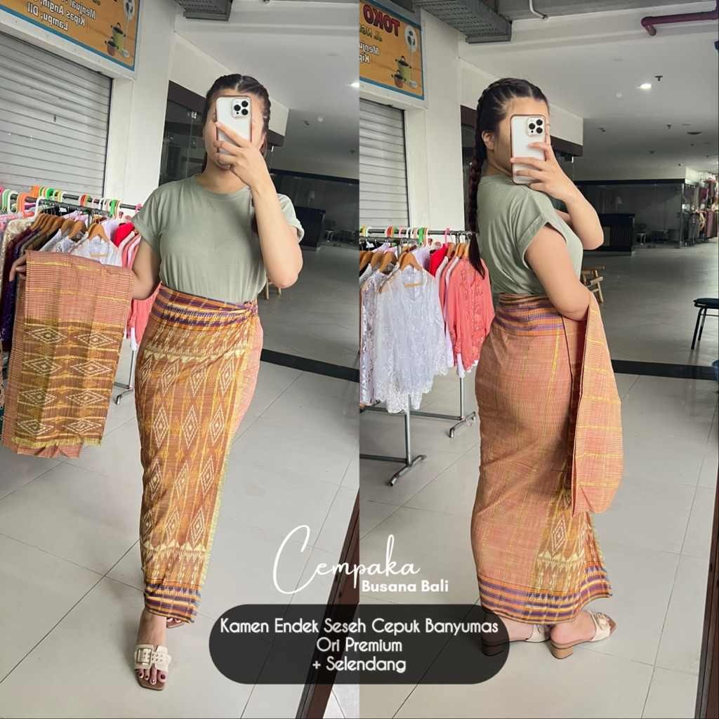 Kamen Endek Seseh Cepuk Banyumas Ori Premium set Selendang