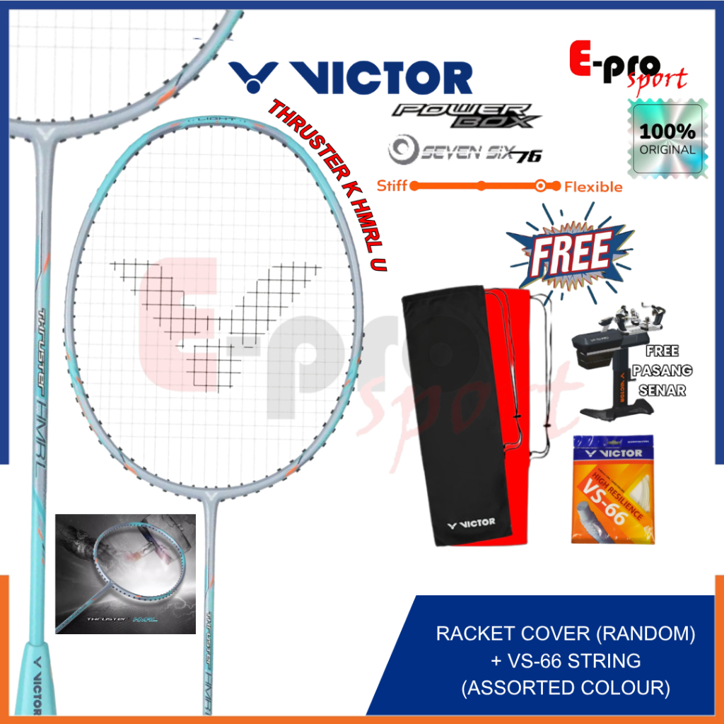 Raket Badminton Victor Thruster K HMR L Light U Hammer TK-HMRL Aqua Blue Original
