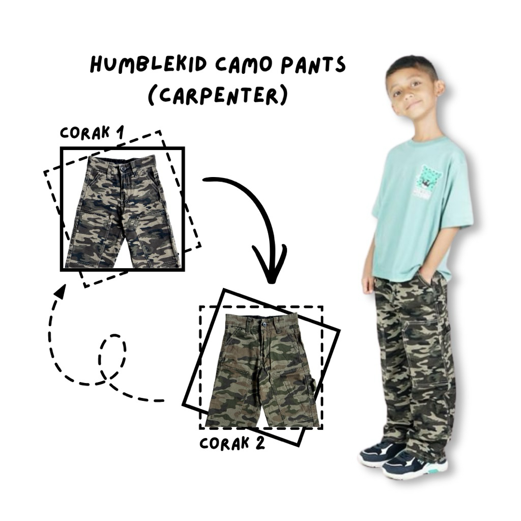 CAMO CARPENTER ARMY - KIDS PANTS - HUMBLEKID