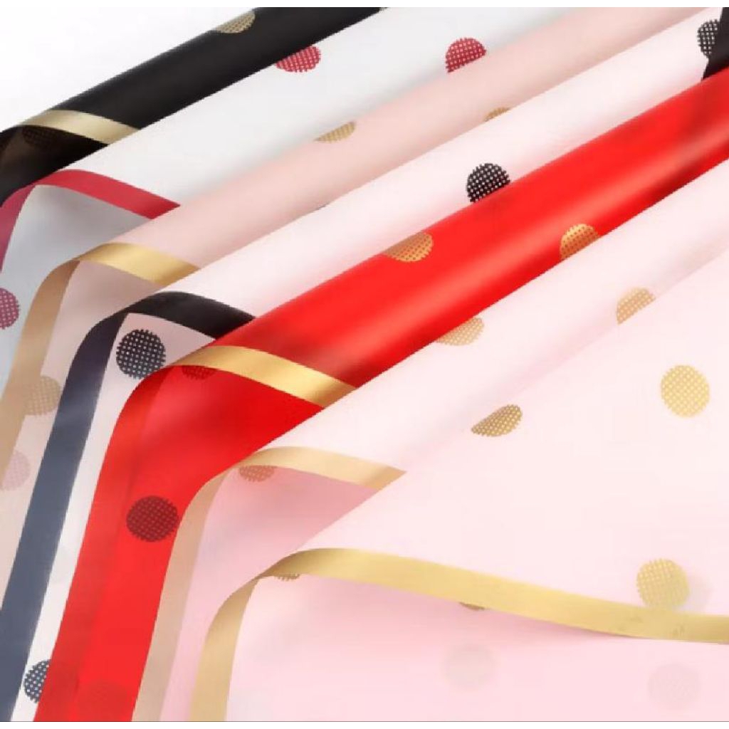 [1 LEMBAR] KERTAS BUKET POLKADOT / KERTAS PEMBUNGKUS BUKET POLKADOT WATERPROOF