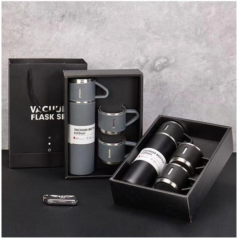 Termos Vacuum Flask Set 500ml - Desain Elegan, Warna Acak, Souvenir Premium