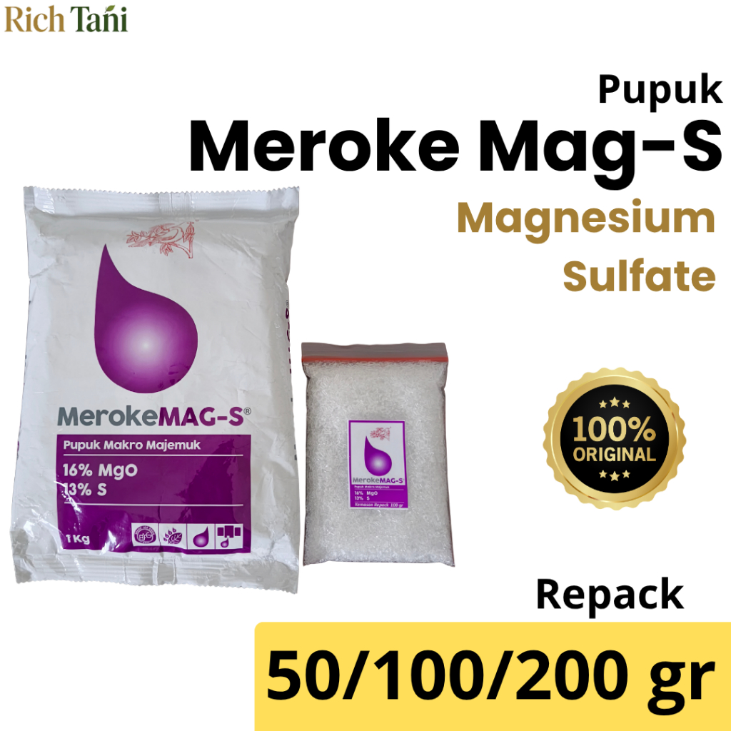 Pupuk MEROKE MAG-S Repack - Pupuk Magnesium Sulfate Pembentukan zat hijau daun
