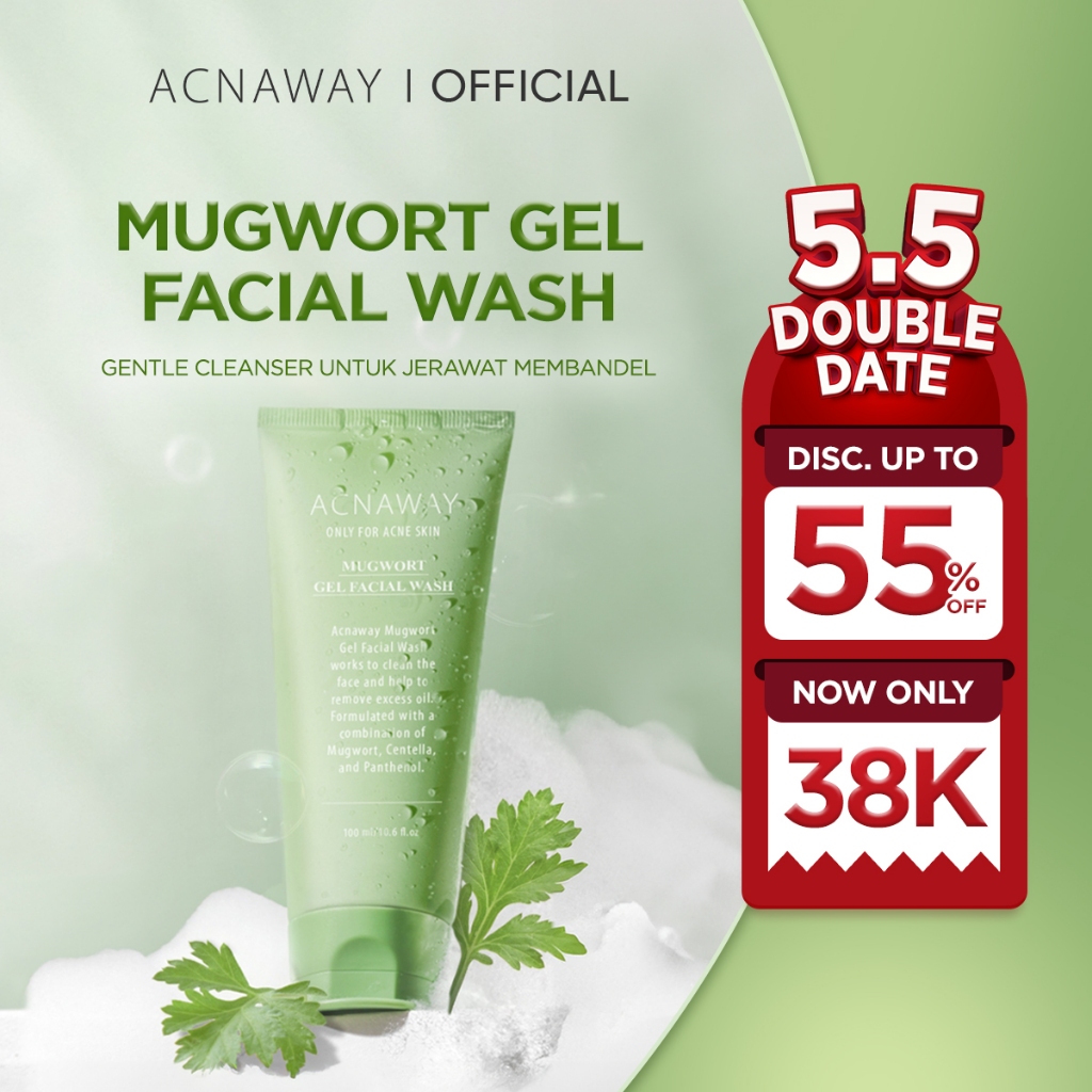 ACNAWAY Mugwort Gel Facial Wash - Acne Friendly Gentle Cleanser Sabun Cuci Muka Untuk Kulit Berjeraw