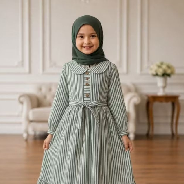 Gamis Anak Syar’i Salur 2026 Elegan 2–12 Tahun Lengan Panjang Nyaman Harian Bahan Premium Jatuh Bagu