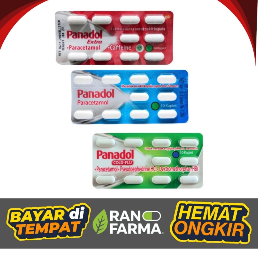 Ran Farma || Panadol Merah, Biru dan Hijau per lembar