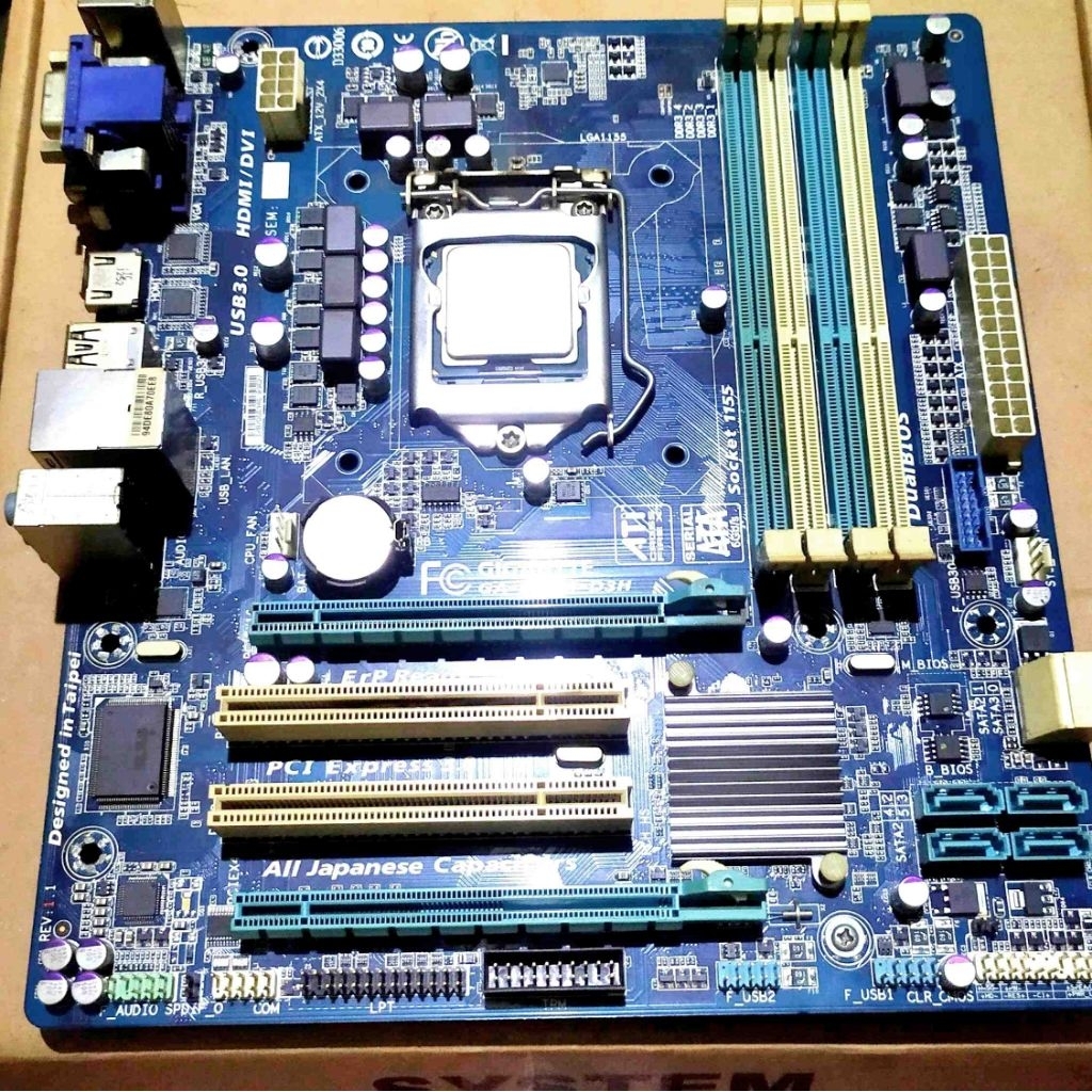 Mobo Motherboard Gaming Gigabyte B75 LGA1155 + Core i5 3570