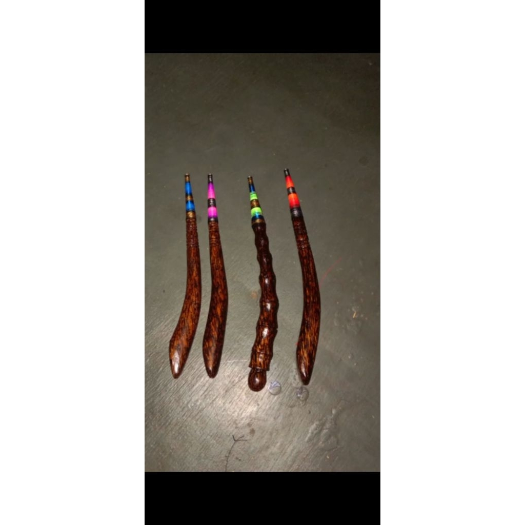 gagang/pahul kayu Ruyung motif bambu untuk joran wader/beunteur/paray
