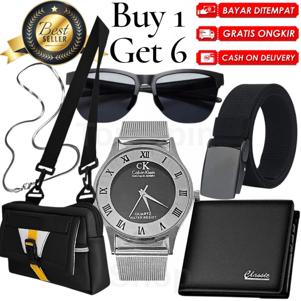 (STAR) Paket Promo Set Aksesoris Pria Lengkap Tas Selempang dan Ransel Pria Unisex Bundling 6in/9in/