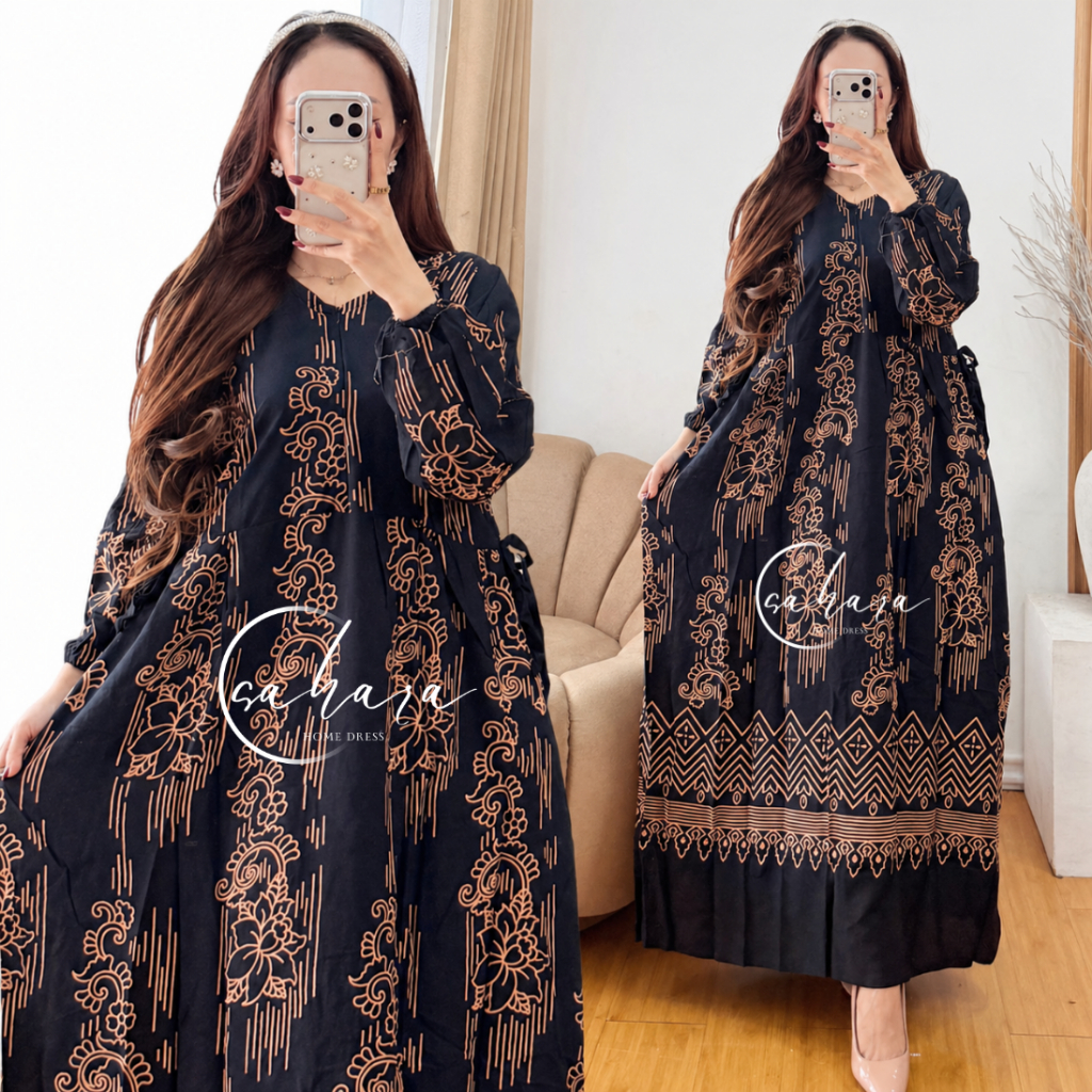 SAHARA - Gamis Rayon Wanita Kekinian Dress Busui Bumil Jumbo LD 120 Dress Motif Sabian