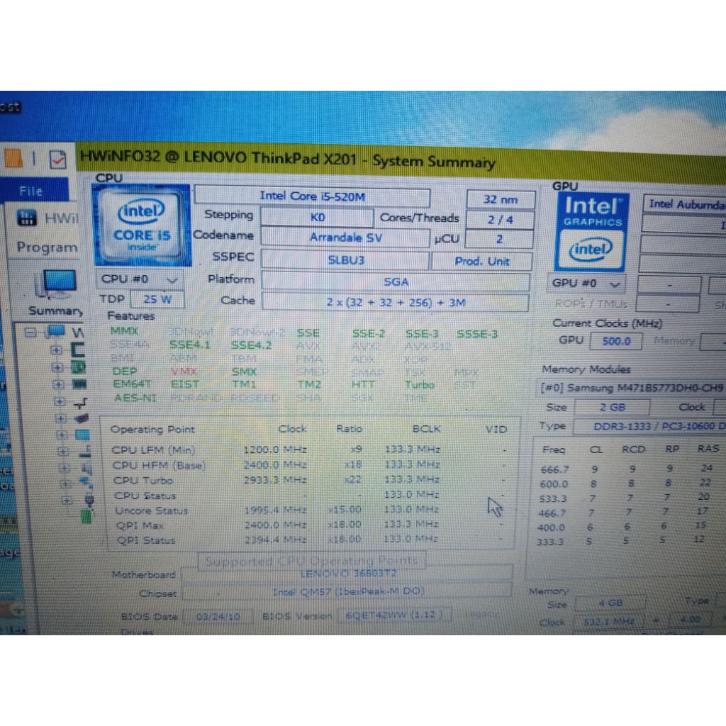 motherboard  lenovo thinkpad x201 core i5