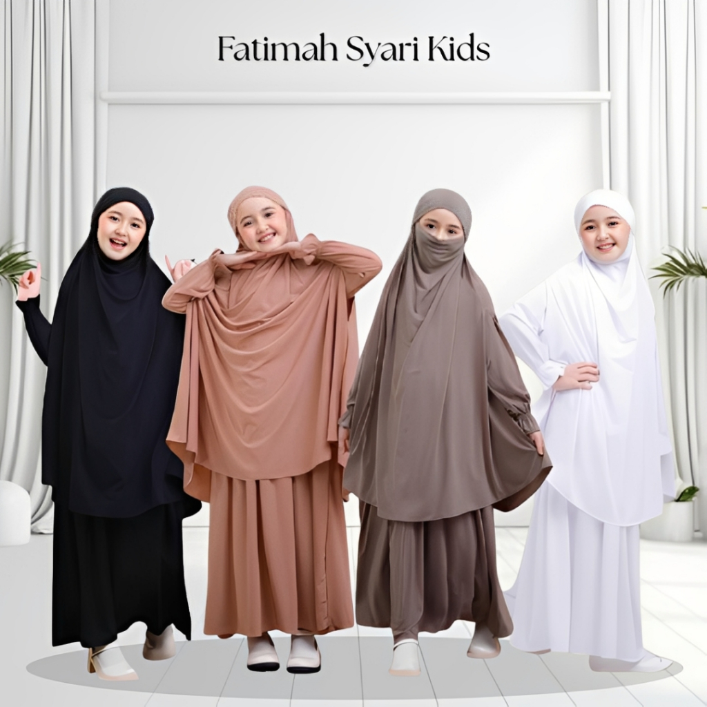 Fatimah French Khimar Gamis Anak Perempuan 5-13 Tahun Baju Muslim Santri Syari Bahan Jersey Premium