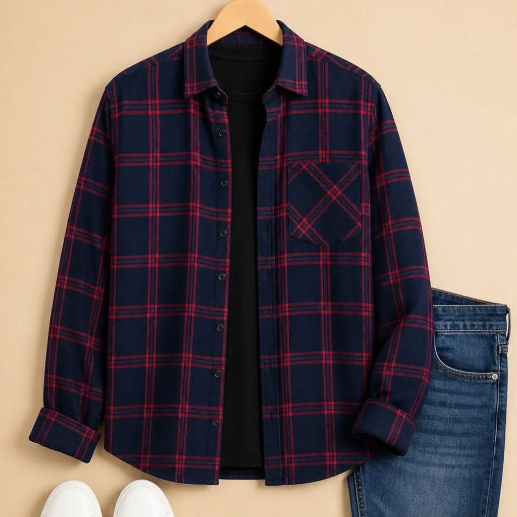F2D Kemeja Flanel White Soft Blue Elegant Best Seller / flanel/hem pria/ flanel pria/ kemeja flanel/