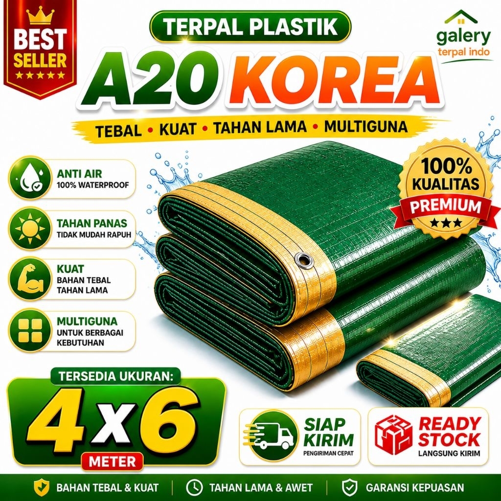 Terpal super tebal gak mudah sobek terpal plastik Korea A20 4x6 meter terpal tenda terpal anti air t