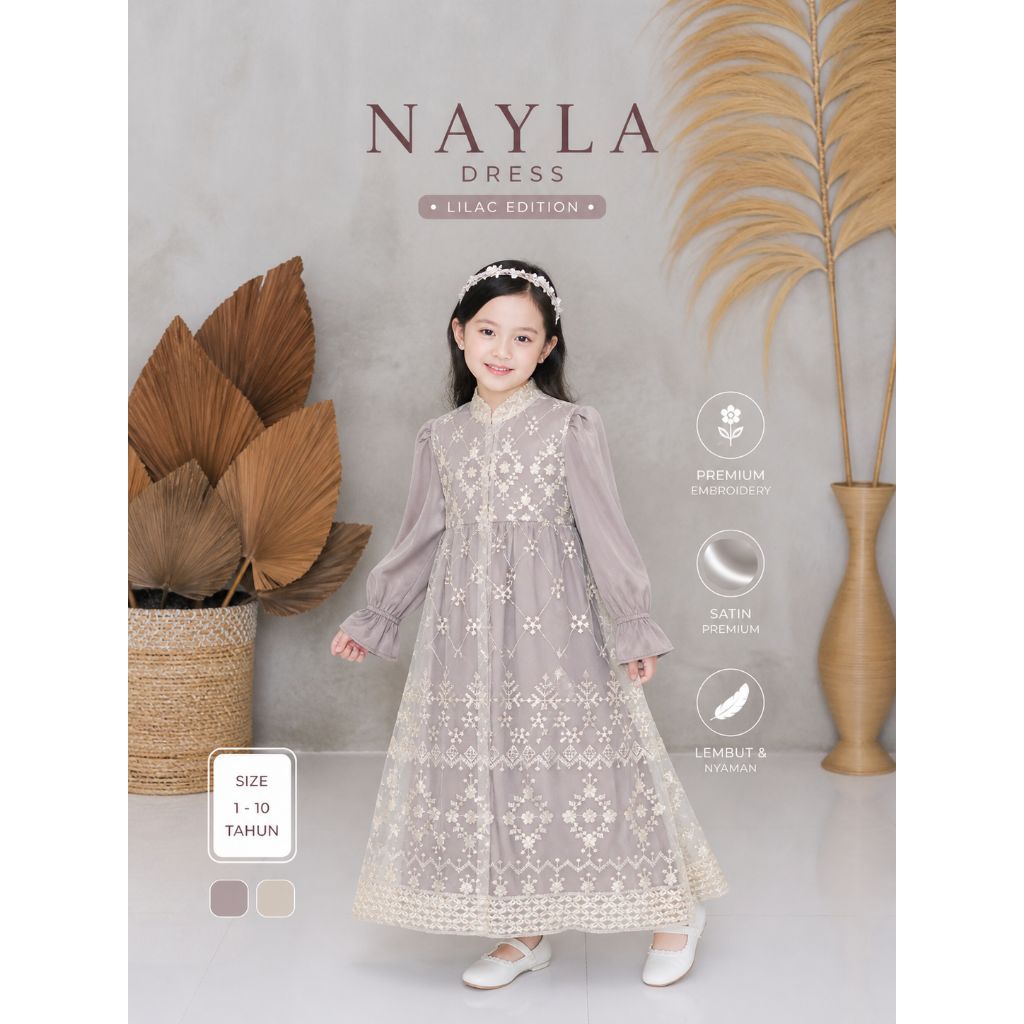 Nayla Dress Anak 2 - 10 tahun brokat gamis