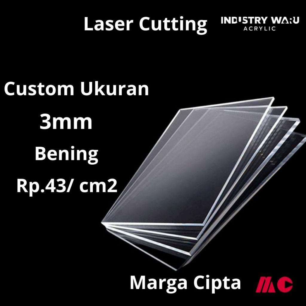 Akrilik Custom Lembaran Tebal 3mm Bening LASER CUTTING