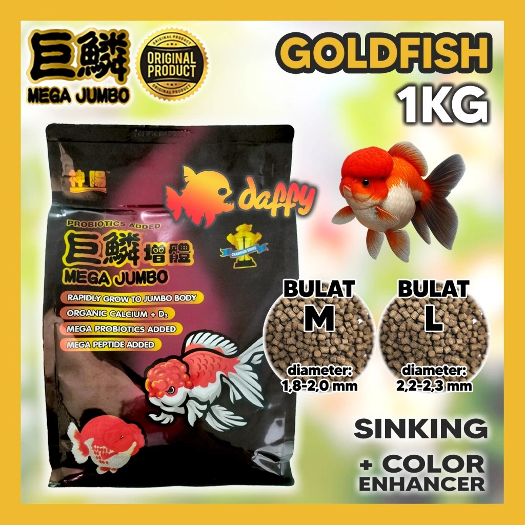 Mega Jumbo Goldfish Koki 1 KG pelet pakan koki goldfish mega jumbo