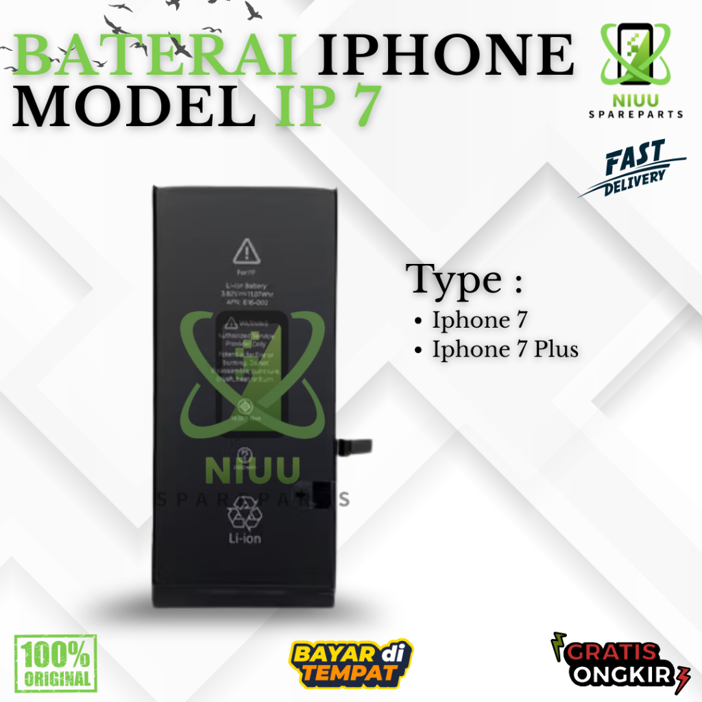 BATERAI BATTERY IPHONE 7 / 7 PLUS DOUBLE [IC POWER] ORIGINAL