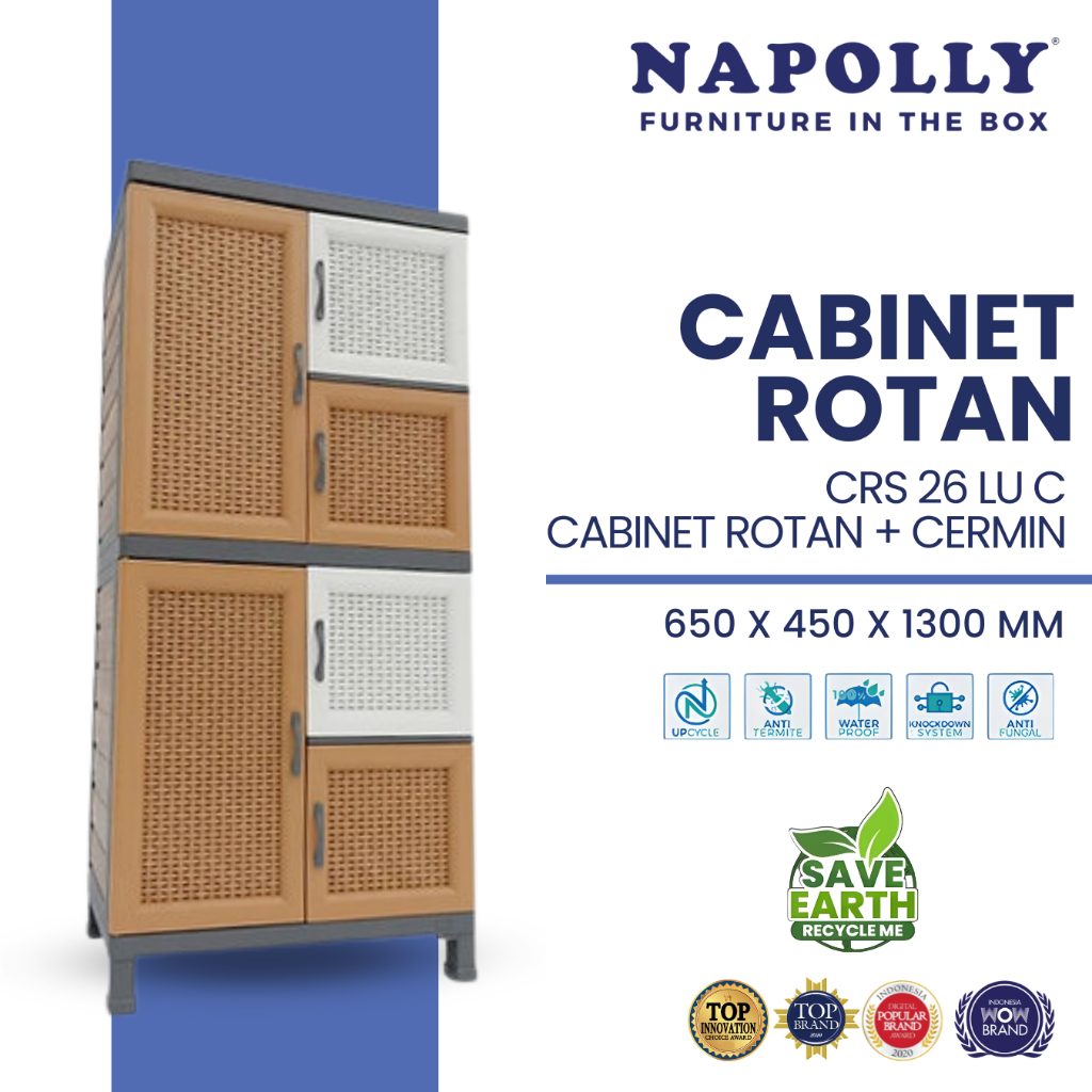 Napolly - CRS LU 26 C - Cabinet Rotan Rak + Cermin