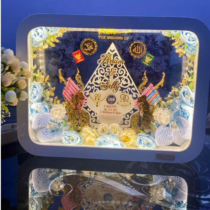 1 HARI JADI Mahar Pernikahan Gunungan Wayang 30x40 cm akrilik murah mahar aksara rama shinta