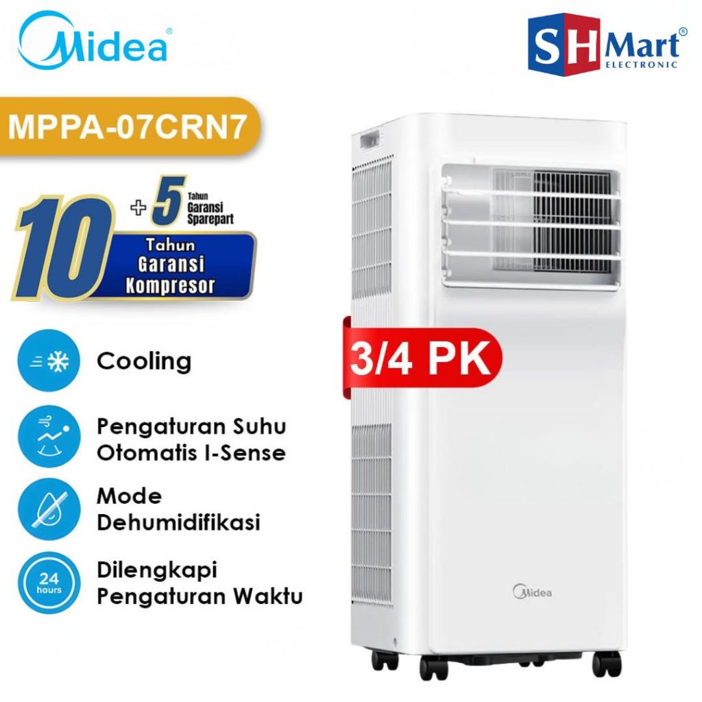 Midea MPPA07CRN7 Ac Portable 3/4 Pk Dehumidifying Fitur I Sense Garansi Resmi (MEDAN)
