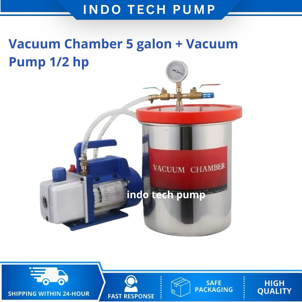 Vacuum Chamber 5 galon + Vacuum Pump 1/2 hp