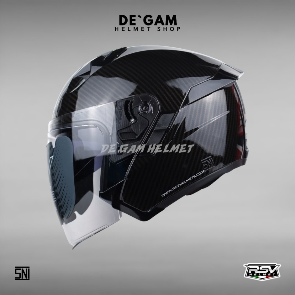 RSV SV300 Carbon Glossy - Double Visor - Helm Half Face