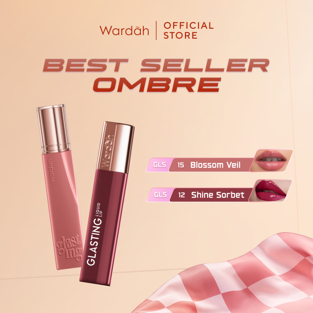 WARDAH Ombre Glasting Liquid Lip + Matte Lip Cream -Lip-Stain-Lipgloss-Lipstik-Lip Matte-Lipcream-Li