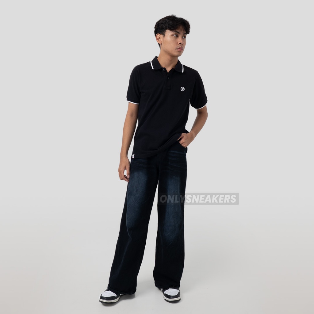 AAPE PATCH POCKET EMBROIDERY LOGO TIPPED WHITE BLACK POLO