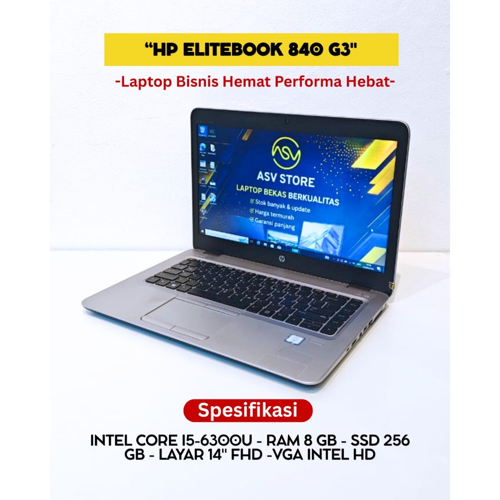 HP ELITEBOOK 840 G3 CORE I5 6300U RAM 8GB SSD 256GB LAPTOP 14 INCH ULTRABOOK EDITING MURAH ORIGINAL