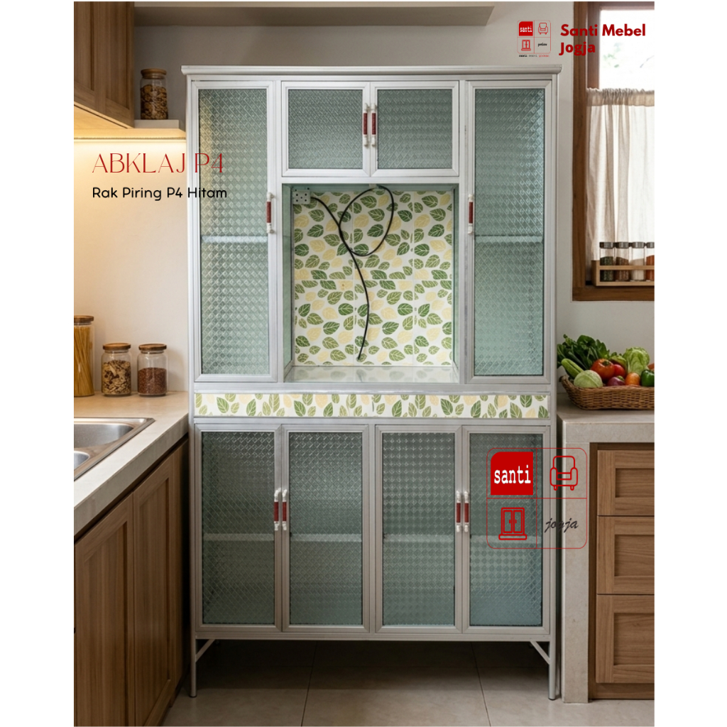 Lemari Dapur Rak Piring Aluminium 4 pintu Silv ABKLAJ Standard