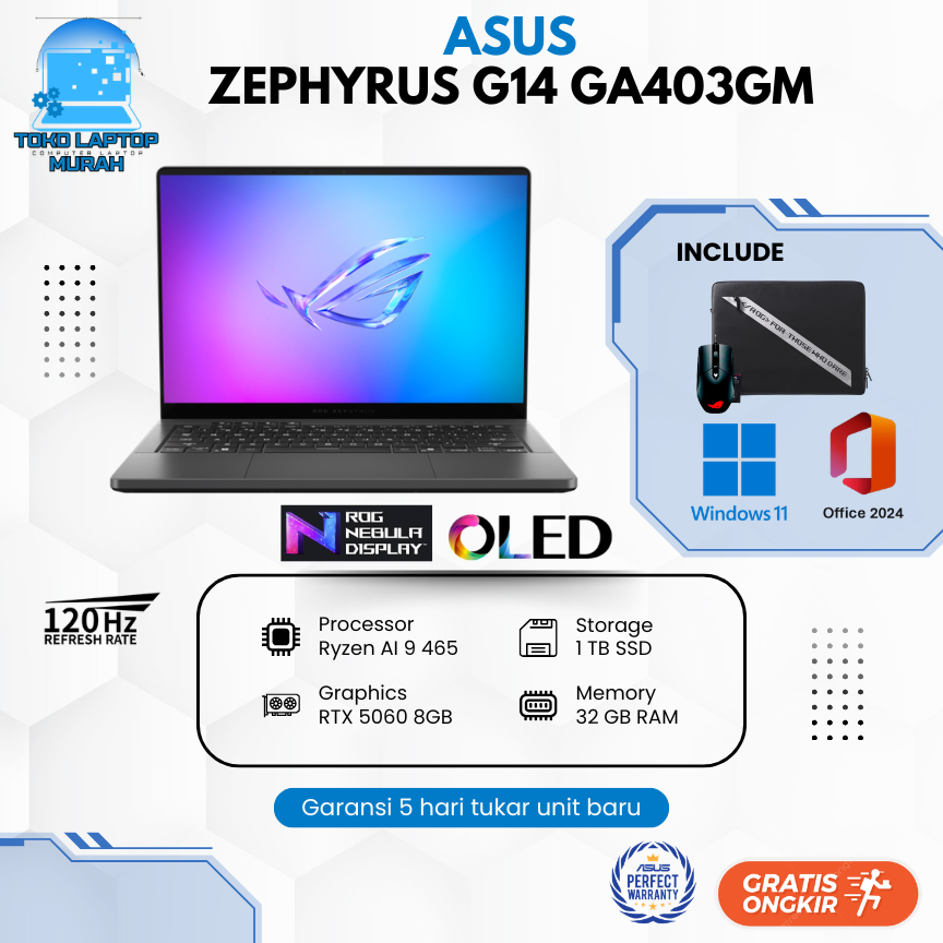 Asus Zephyrus G14 2026 GA403GM OLED RTX 5060 Ryzen AI 9 465 32GB 1TB SSD 120Hz