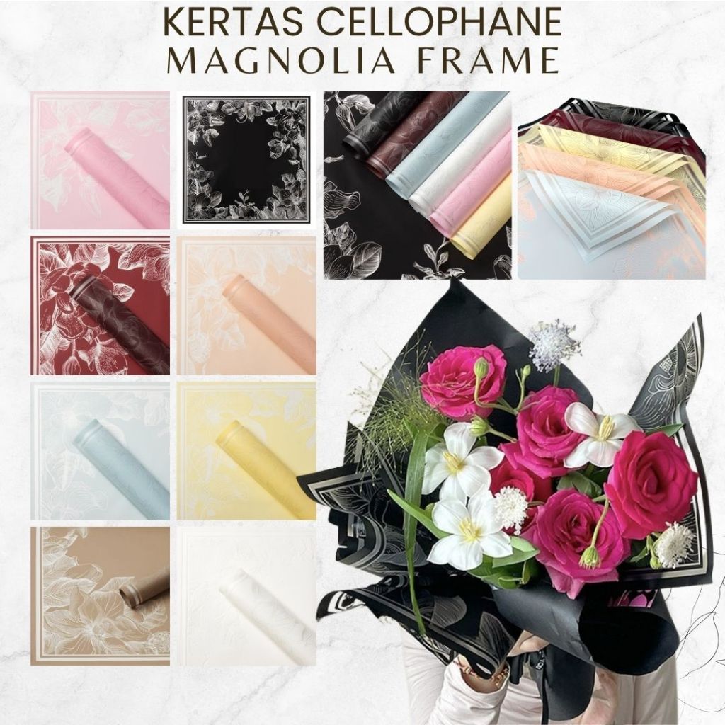 Kertas Cellophane Buket Bunga Magnolia Frame Flower Wrapping Paper Mewah Kertas Buket Frame Bunga