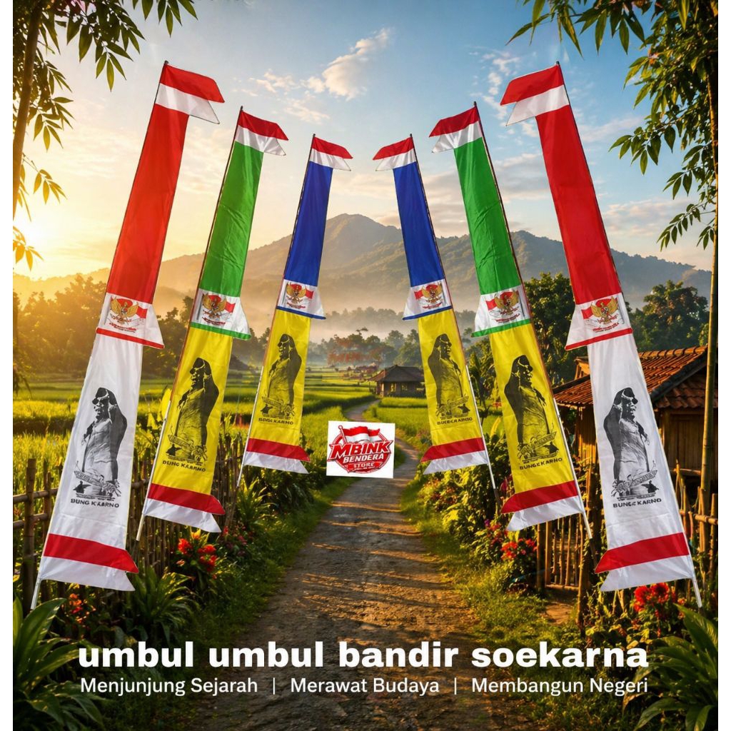 bendera umbul umul soekarno panjang 3.2 meter warna warni