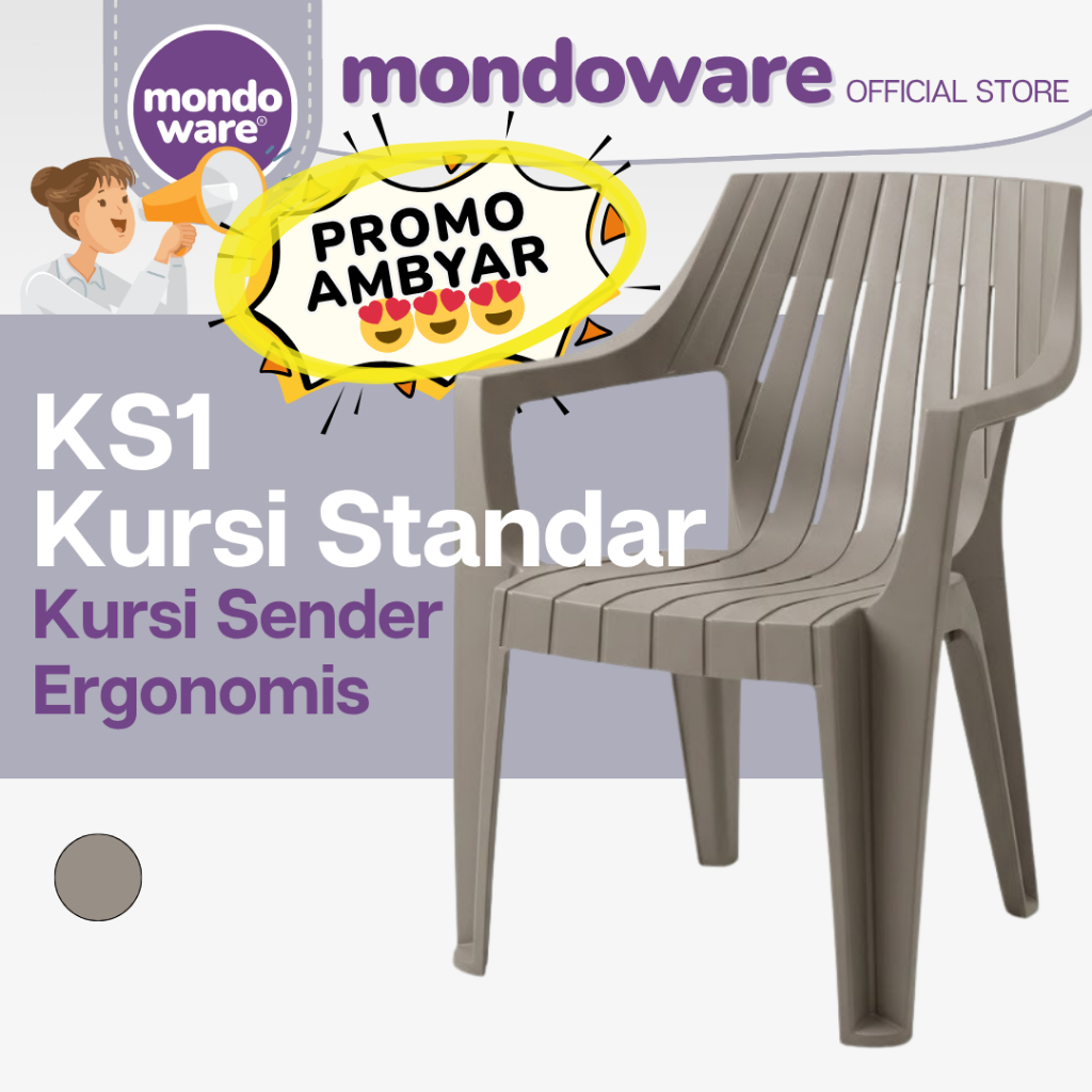 MONDOWARE | Kursi Sender Ergonomis/Kursi Plastik Simpel/Kursi Santai/Kursi Indoor Outdoor/Kursi Tera