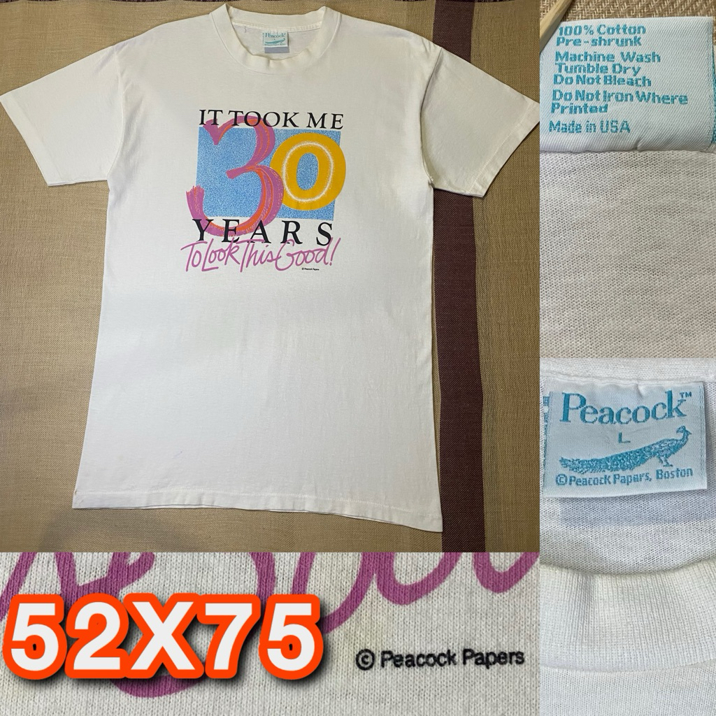Kaos Vintage 90s Peacock Papers Boston - It Took Me 30 Years - Single Stitch USA second original
