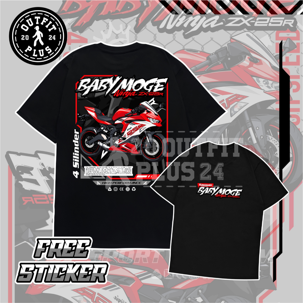 Kaos Ninja ZX25R 4 Silinder - Baju Motor Kawasaki ZX-25R Sport Otomotif - Kaos Distro Anak Laki Laki