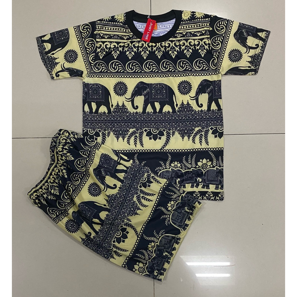 Baju motif gajah thailand anak anak setelan baju gajah thailand